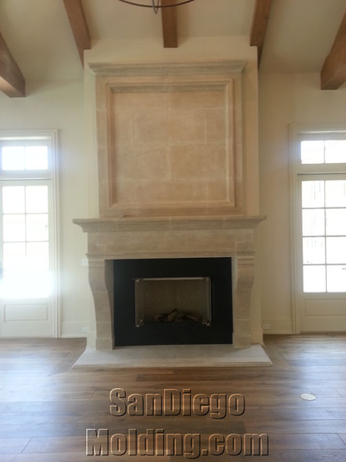 Precast stone fireplace mantle